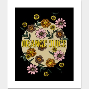 Orange Juice Name Personalized Flower Retro Floral 80s 90s Name Style Posters and Art